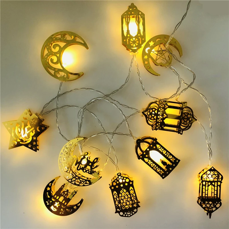 2022 ramadan kareem decorações para casa 1.65m 10leds eid mubarak lua estrela led luzes da corda casa de férias iluminação decorativa