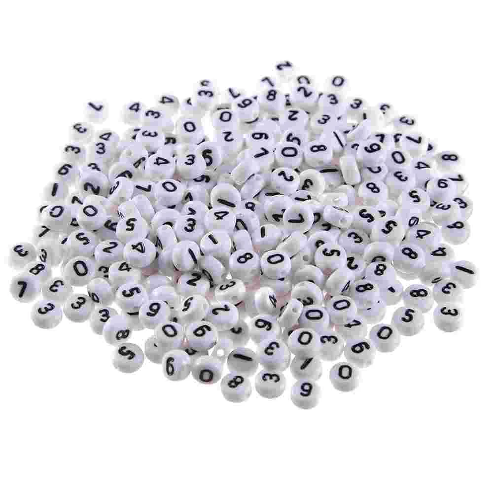 100 Pcs Oblate Number Beads Portable DIY Loose Bracelet Delicate Acrylic Jewelry Making Crafts Sturdy