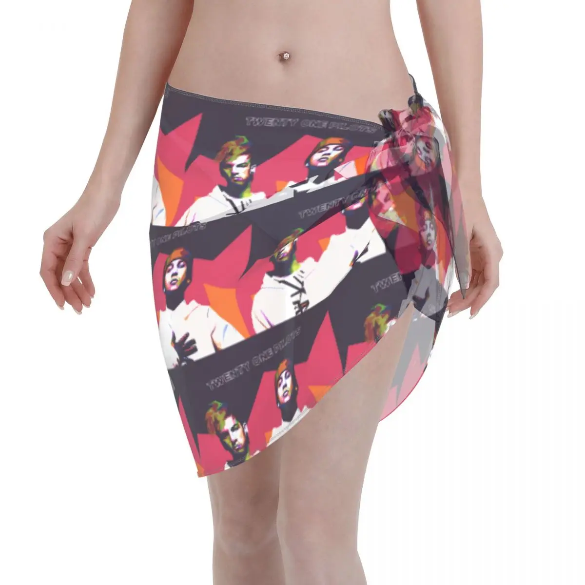 

Custom T-Twentys One P-Pilots Creative Women Short Sarongs Beach Wrap 3D Print For Parties Beach Bikinis Wrap Swimsuit Coverup