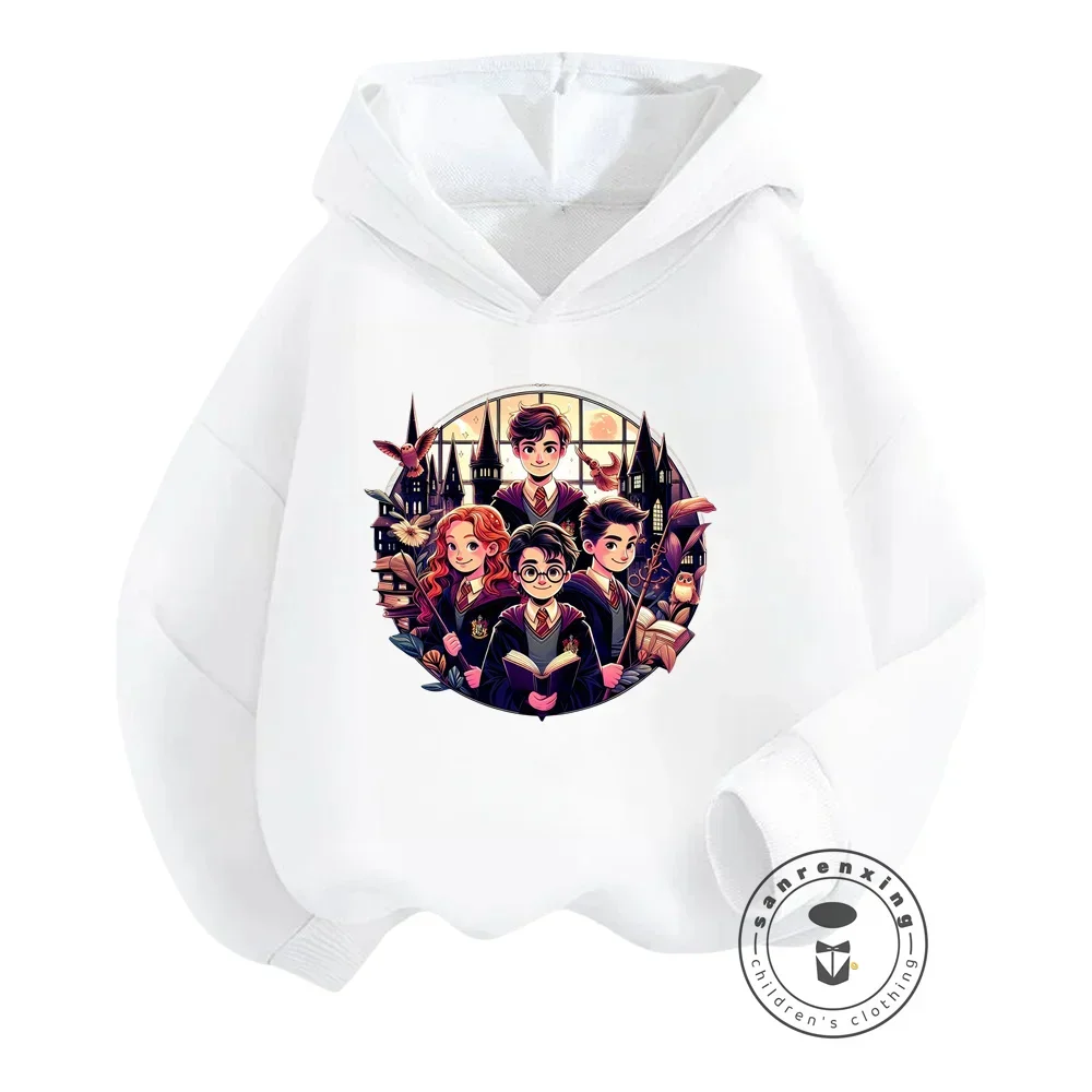 Explore the Wizarding World in Style Trendy Hoodies for Kids Featuring Popular Movie Scenes Q-Version Graphics for Hip-Hop Look