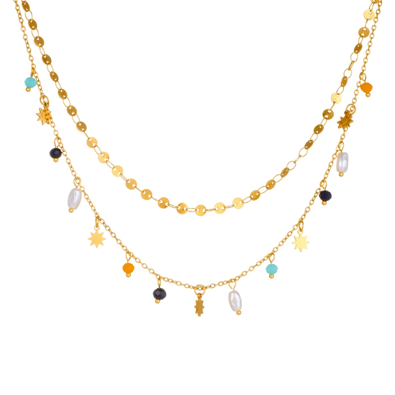 DIEYURO 316L Stainless Steel Geometry Pearl Pentacle Necklace New Delicate Fashion Gold Color Star Pendant Neck Jewelry Gifts image 5