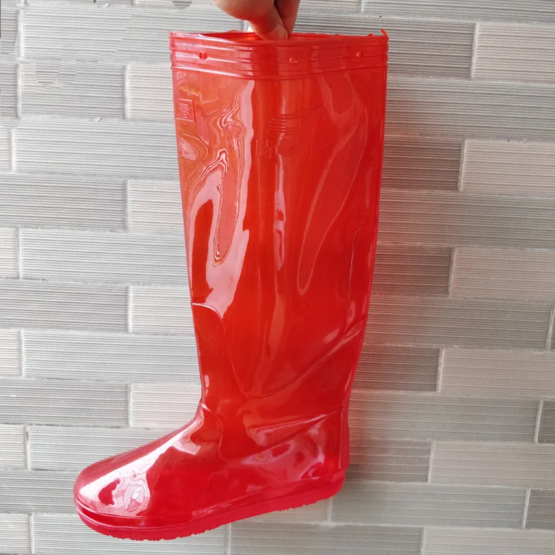 PVC Red Soft Cosplay Live Show Waterproof Rain Shoes （1 to 2 size smaller attention when order)