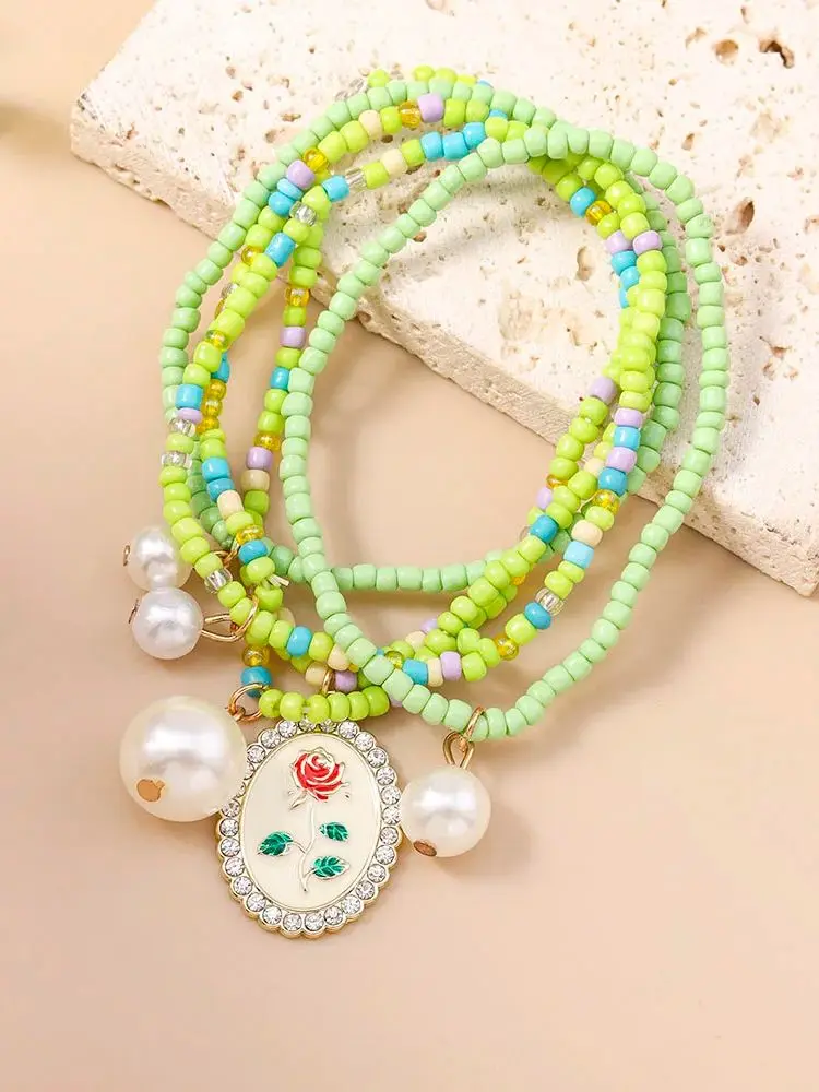Aihua 4-teiliges Set Böhmisches Handgefertigtes Perlenarmband für Frauen und Mädchen, Bunte Blumenarmbänder, Kindergeburtstags-Schmuckgeschenke – Detail 1