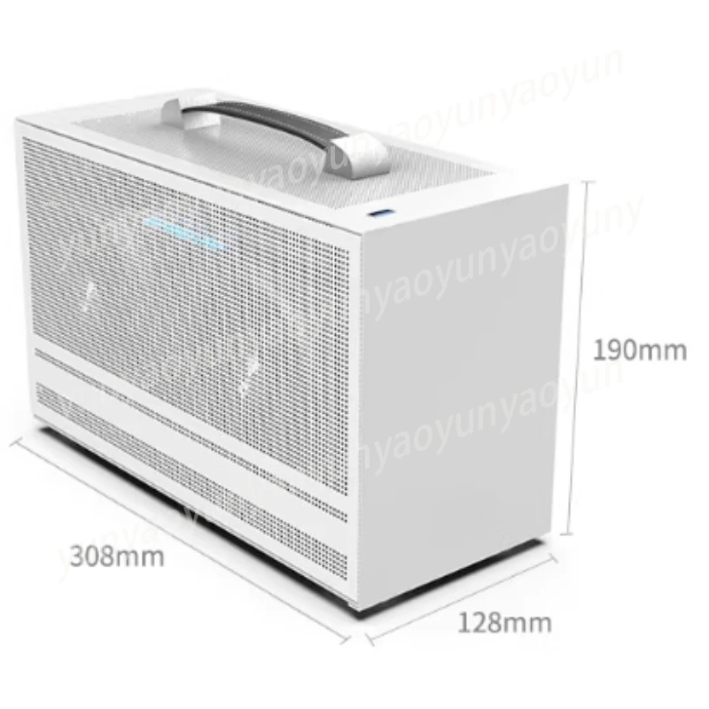 Mini PC Case, Full Tempered Glass Side Panel, Portable Computer Chassis with Handle for Desktop