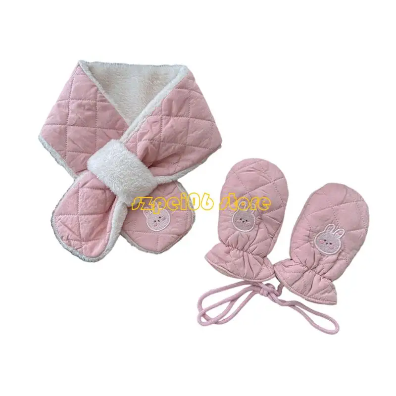 45BF 2 個幼児綿手袋とスカーフセット寒い天候用ジッパーデザインなし