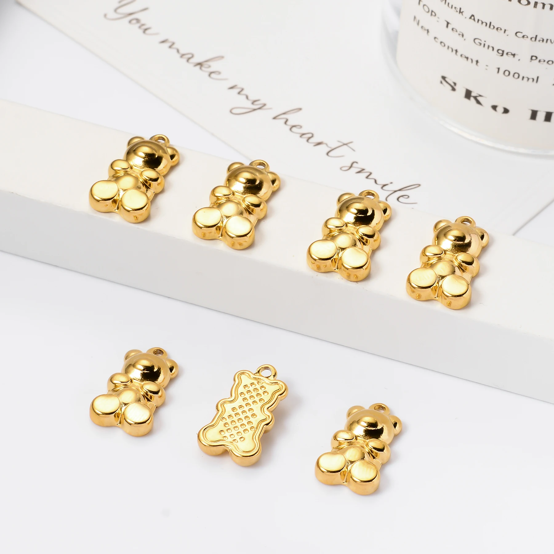 دلايات حيوانات لطيفة ، فولاذ مقاوم للصدأ ، دلايات مطلية بالذهب عيار 18 قيراط ، لوازم صناعة يدوية ، إكسسوارات القلادات والأقراط ، 2 *