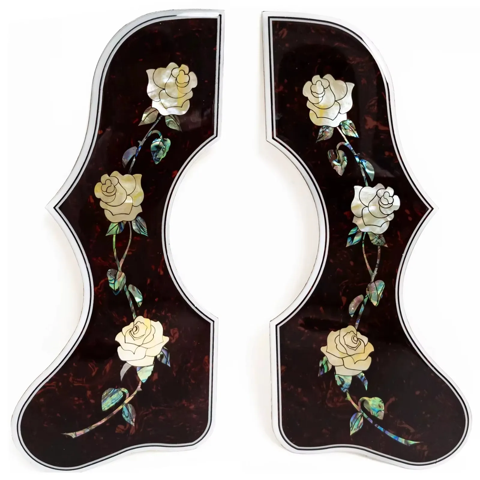 Acoustic Guitar Pickguard Real Shell Inlay Floral Design 2mm Thick Self Adhesive Scratch Plate for 41-42 Inch Guitar Protection