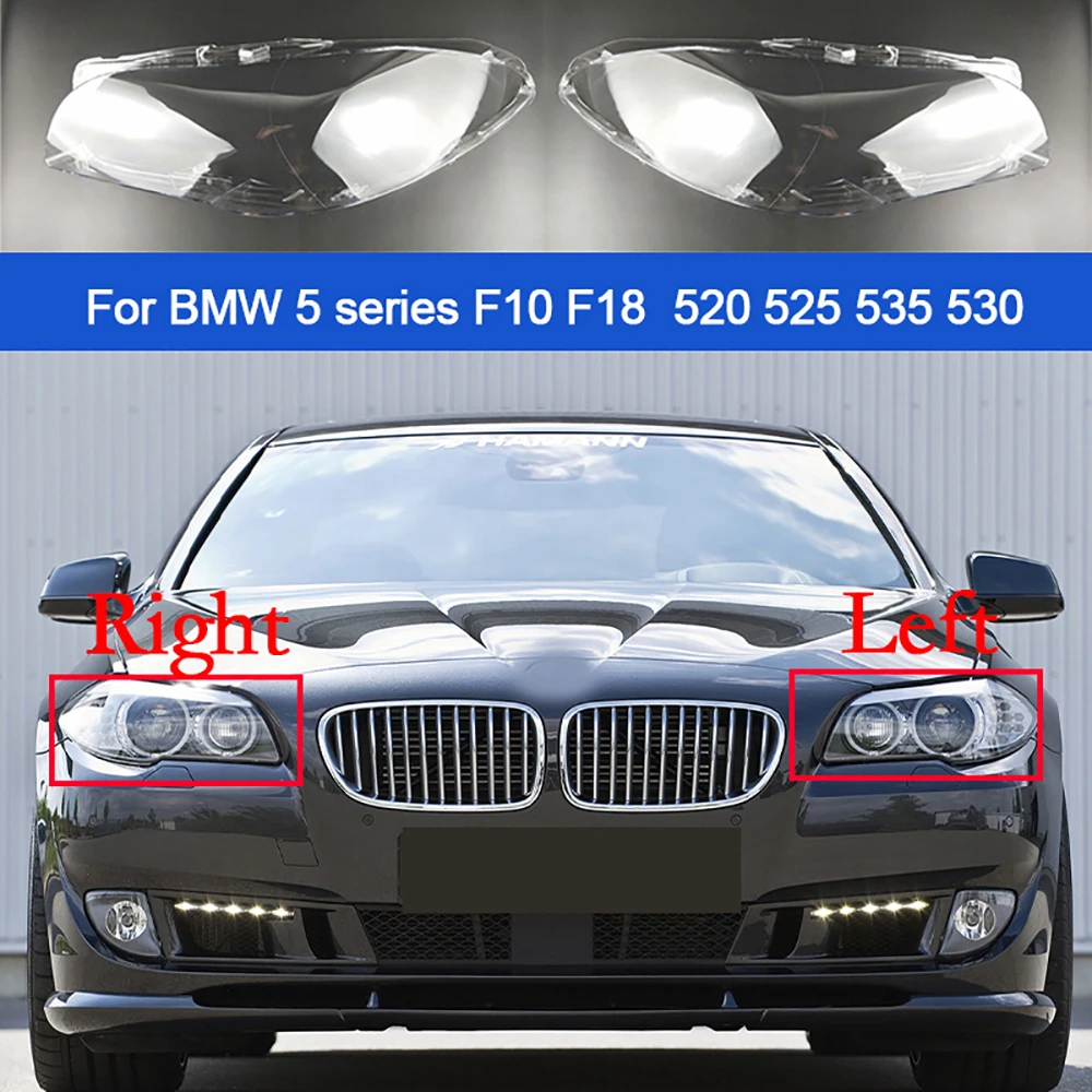 

Крышка переднего объектива автомобиля для BMW 5 серии F18 F10 2010-2017, замена стеклянного абажура для фары, прозрачные аксессуары для фар автомобиля