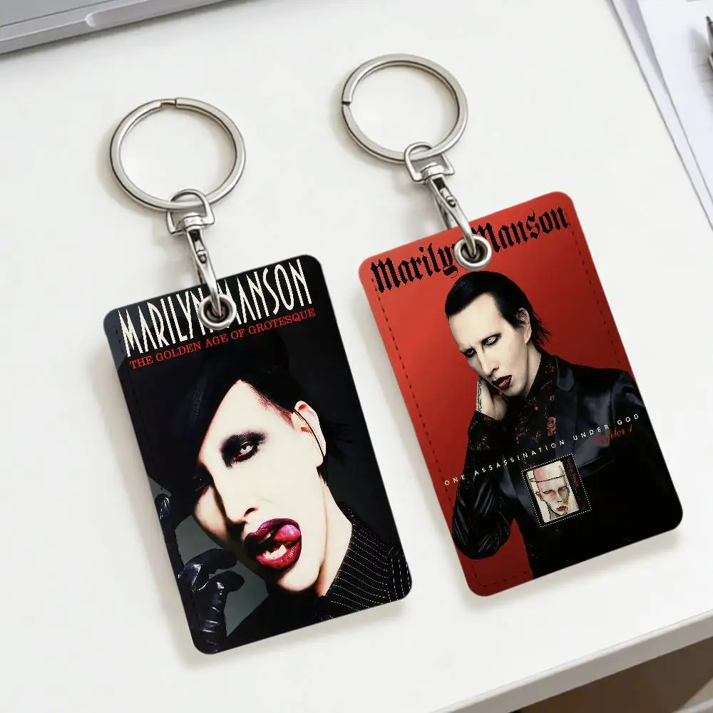 M-Marilyn Singer M-Manson Superstar School rectangular keychain Bus house access card protective cover PU leather ID Best seller