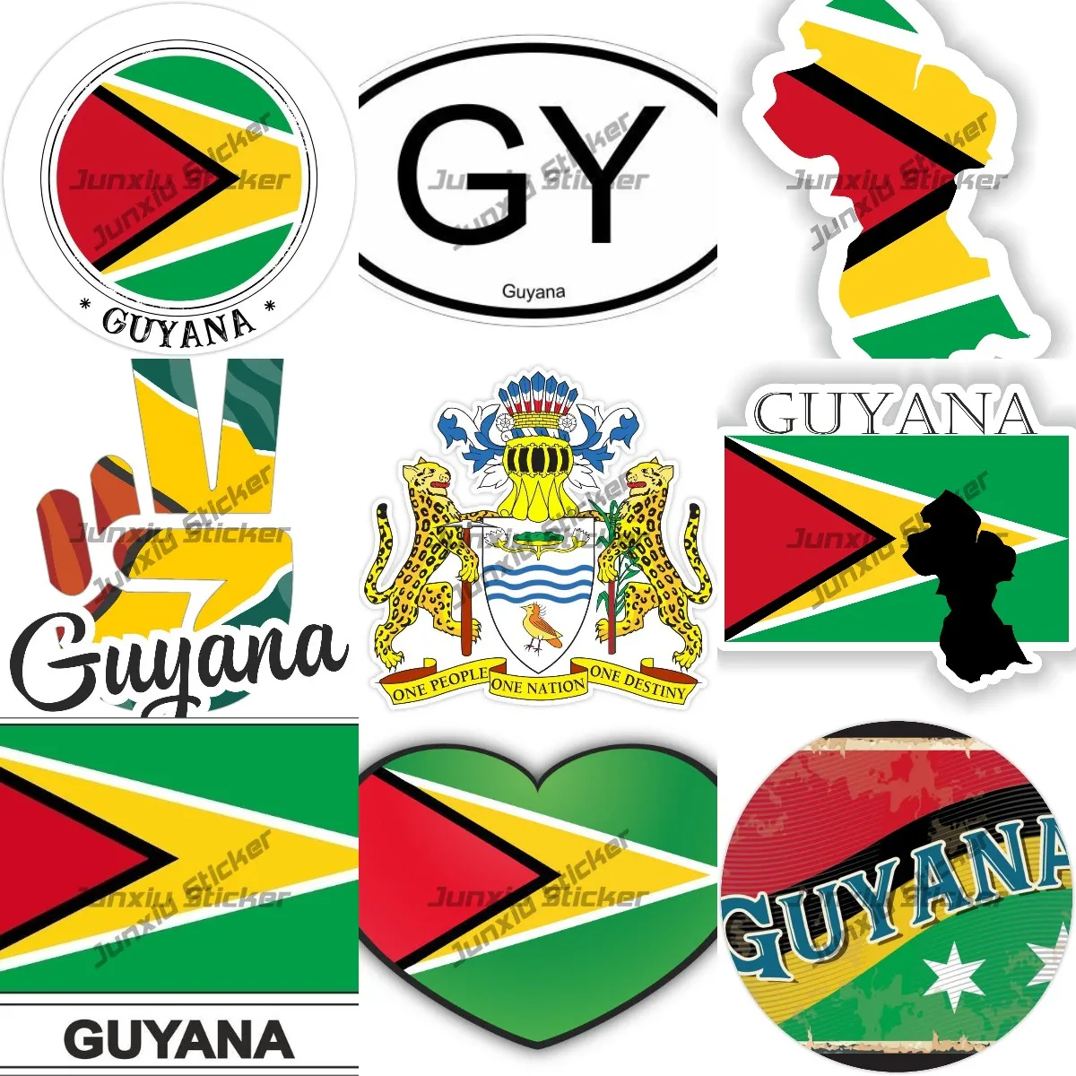 

Coat of Arms of Guyana Sticker Guyana Flag Decals Gift Tags Guyana Stickers Christmas Decals for Car SUV Water Bottles Laptop