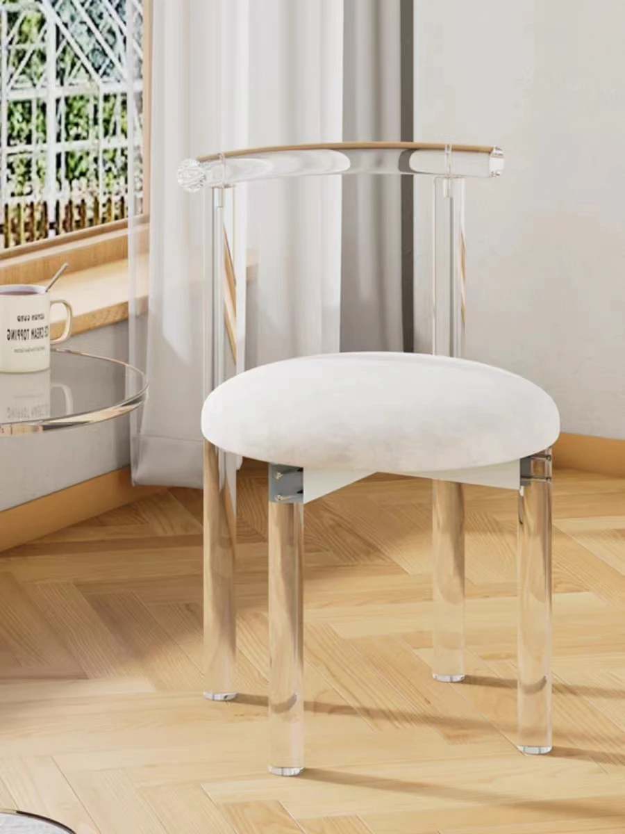 Transparent Acrylic Crystal Chair Comfortable Backrest Dining Chair Designer Chairs Luxury Dressing Chair Home Furniture Makeup