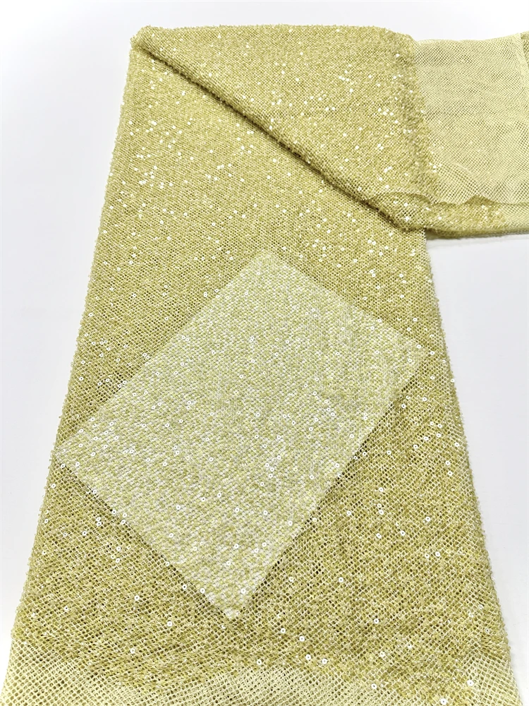 Nuevo diseño de moda África patrón artístico nigeriano bordado hecho a mano lentejuelas gran oferta cuentas francesas encaje de tul para vestido de fiesta