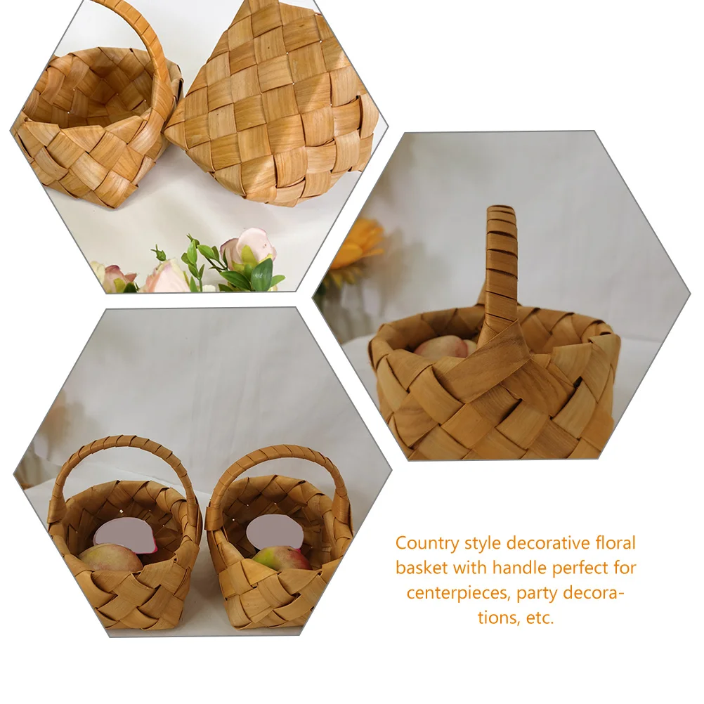 

2Pcs Mini Flower Baskets Hand Woven Multipurpose Floral Basket for Home Office Party Decoration Woven Basket Garden Fence Border