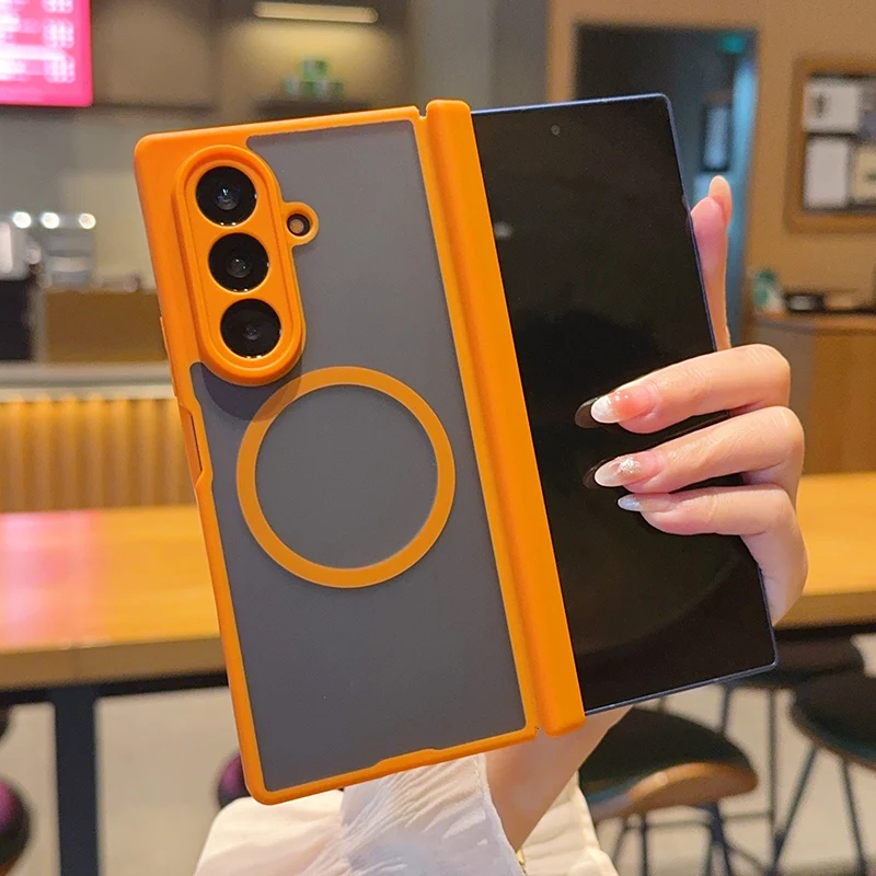 Luxuriöse matte Hülle mit magnetischem Scharnier für Magsafe, faltbar, für Samsung Galaxy Z Fold 7 8Ultra, kabelloses Laden, stoßfeste, transparente Abdeckung – Detail 18