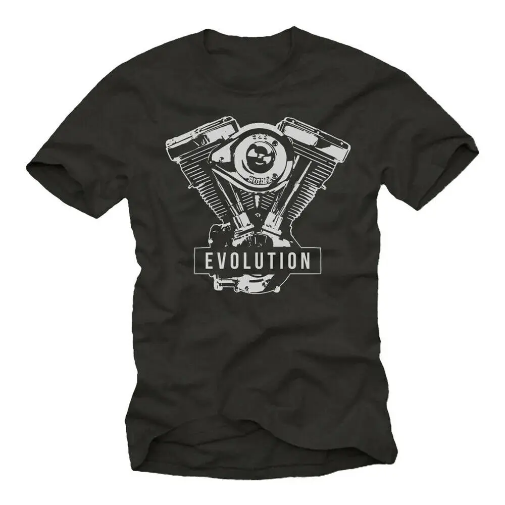 

V2 Engine Evolution. Motorcycle Biker Rocker Gifts T-Shirt 100% Cotton O-Neck Su