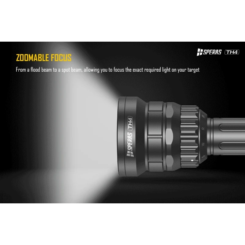 SPERAS TH4 Hunting Light 4 Color in 1Red White Green IR Zoomable Predator Flashlight with Remote Pressure Switch IPX6 Waterproor