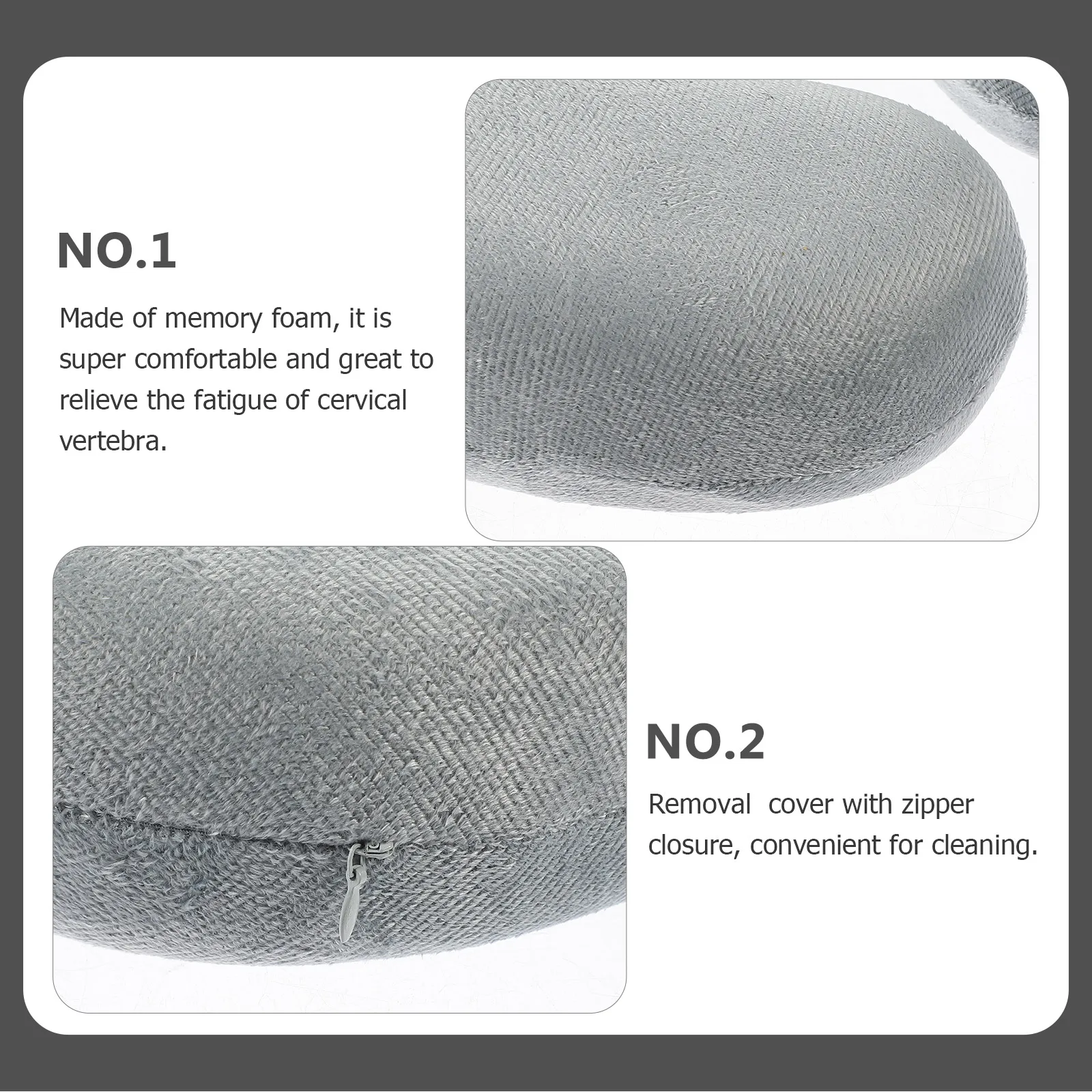 

Memory Foam U-shaped Neck Pillow Light Grey Travel Cushion with Cervical Support for Driving Camping Couch Use