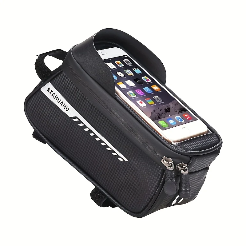 Fashionable Black Bicycle Phone Holder Bag - Made of Durable EVA Material, Featuring an Adjustable Shoulder Strap And Rain Cover - view 6