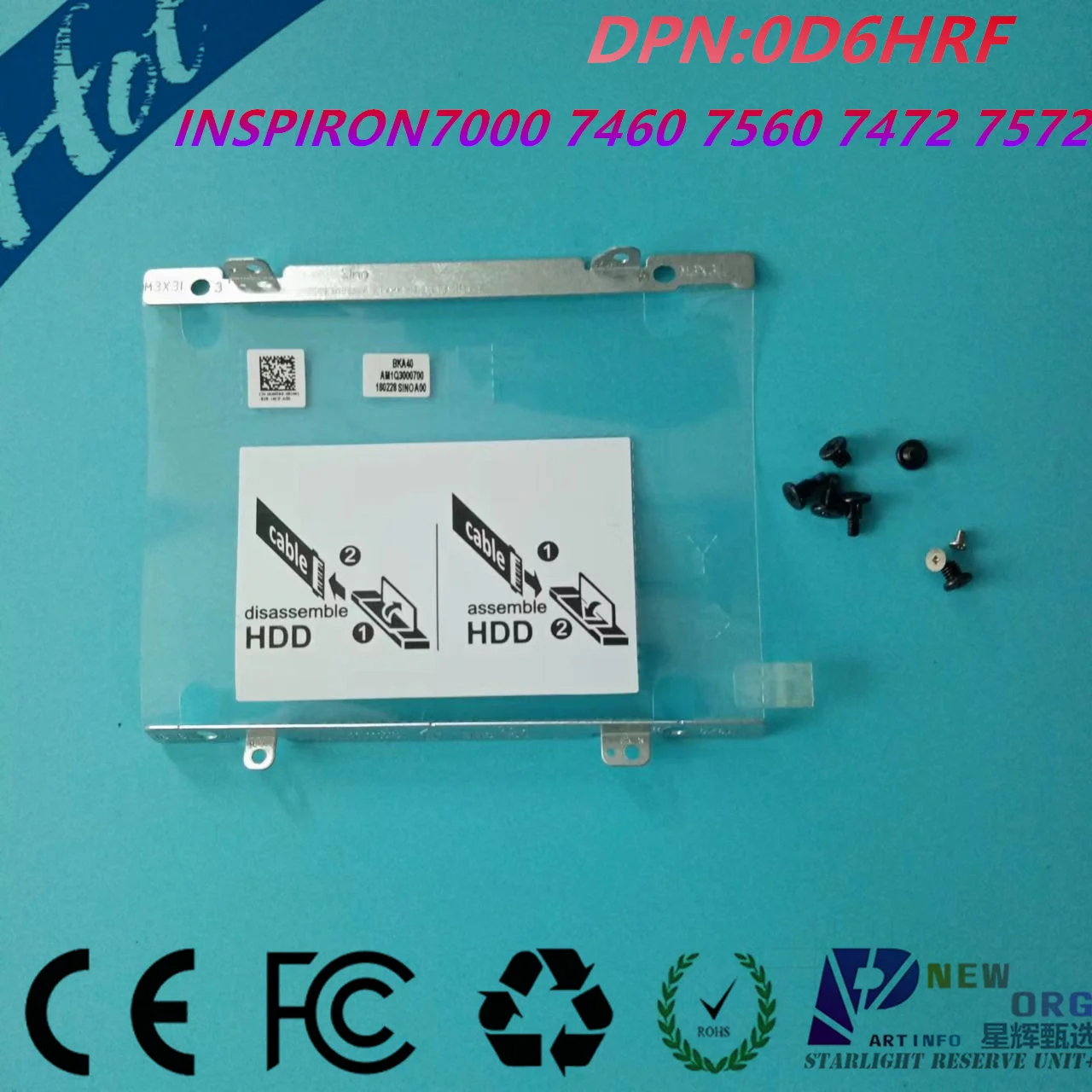 

NEW ORG Laptop 2.5inch HDD/SSD Caddy bracket for DELL INSPIRON7000 7460 7472 7560 7572 Series Free screws 0D6HRF