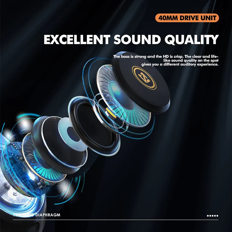 A8 Drahtlose Bluetooth-Kopfhörer mit Mikrofon, Noise-Cancelling-Headsets, Stereo-Sound-Kopfhörer, Sport-Gaming-Kopfhörer, unterstützt TF