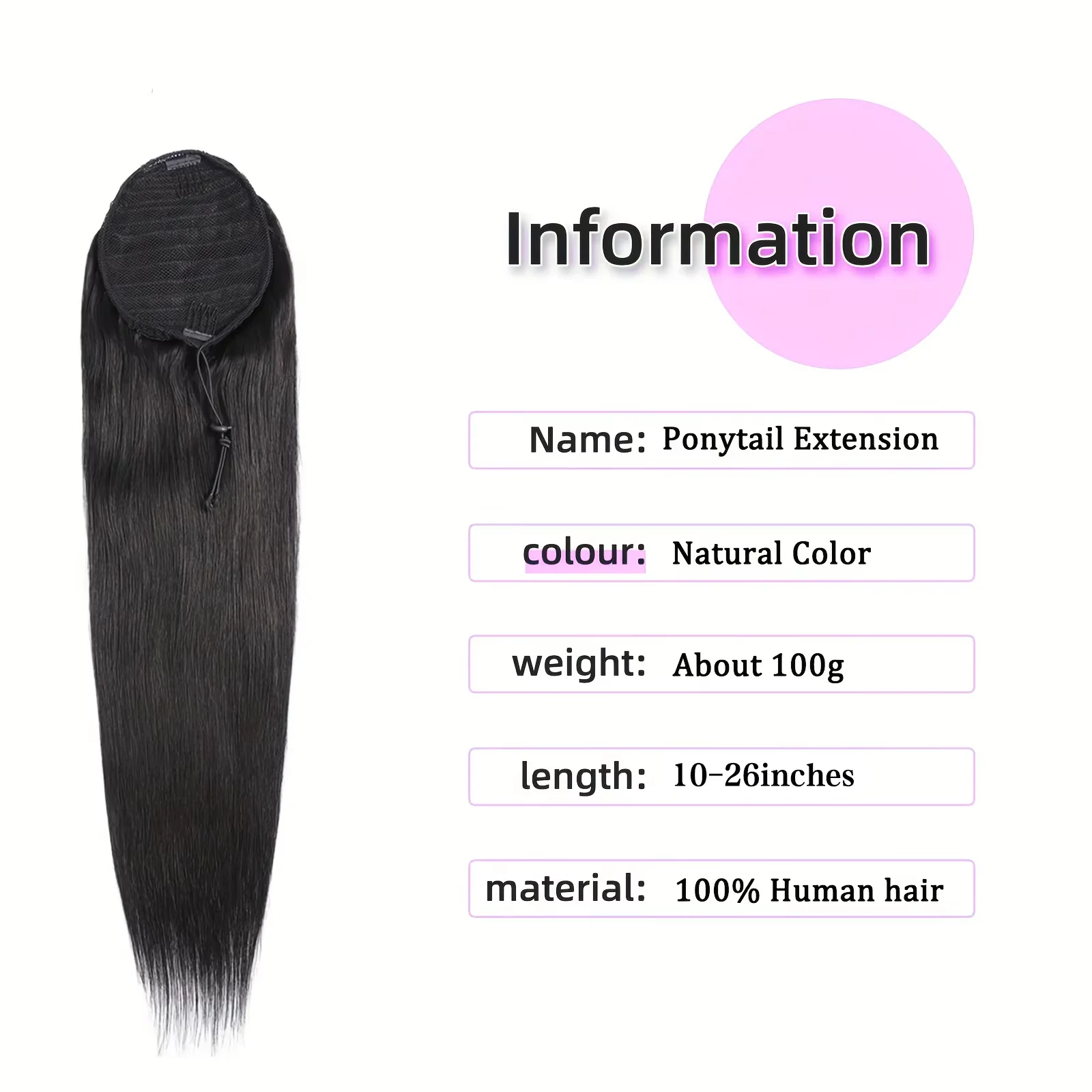 Ponytail Human Hair Wrap Around Long Straight Remy Hair Extensions Malaysia Hair Extensions Clip Ins Natural Color Hairpiece