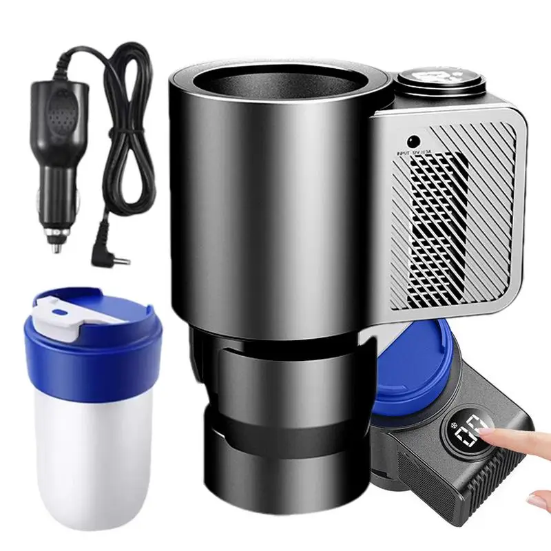 Car Cooling And Heating Cup Holder With Coffee Cup 2 In 1 12V 36W Intelligent Auto Heater Cooling Travel Mug For Car Electrical