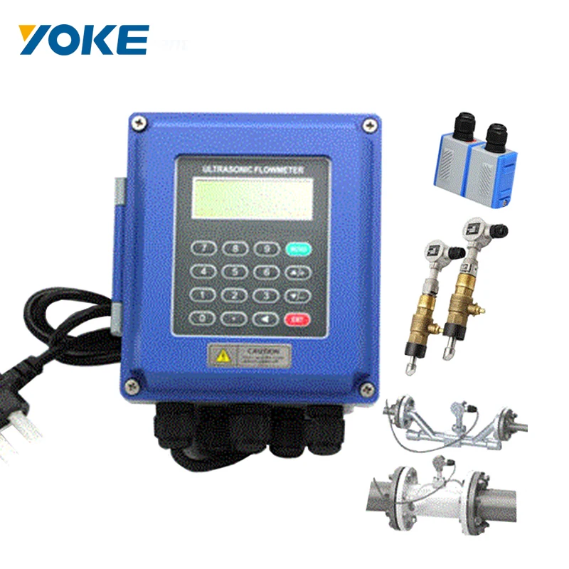 Precise Digital Water Flowmeter Clamp On Ultrasonic Flow Meter Wall Mounted Ultrasonic Flowmeter