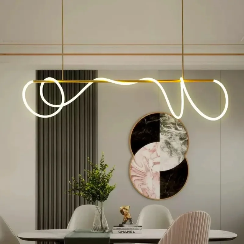 Postmodern Linear Light Luxury Winding Lamp Designer Creative for Living Room Restaurant Musical Note LED Chandeliers Home Decor