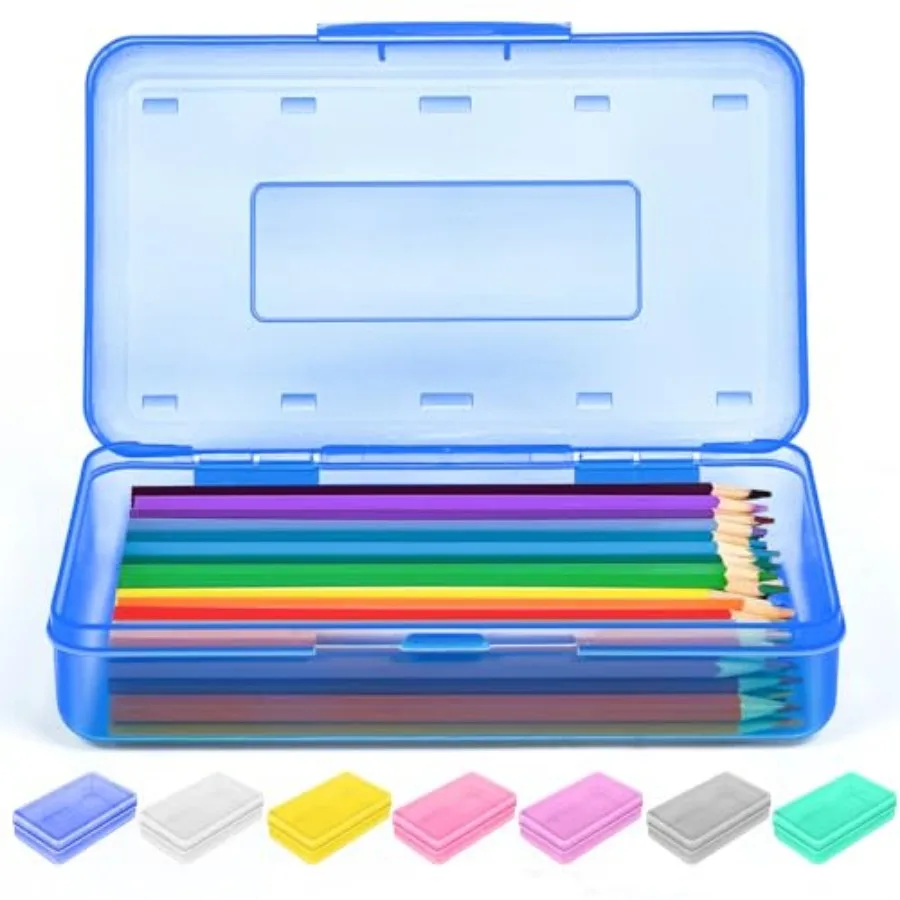 

Pencil Box, Crayon Box, Hard Pencil Case, Plastic Large Pencil Box, Colored Marker Sticker Box, School Box for Boys Girls Adult