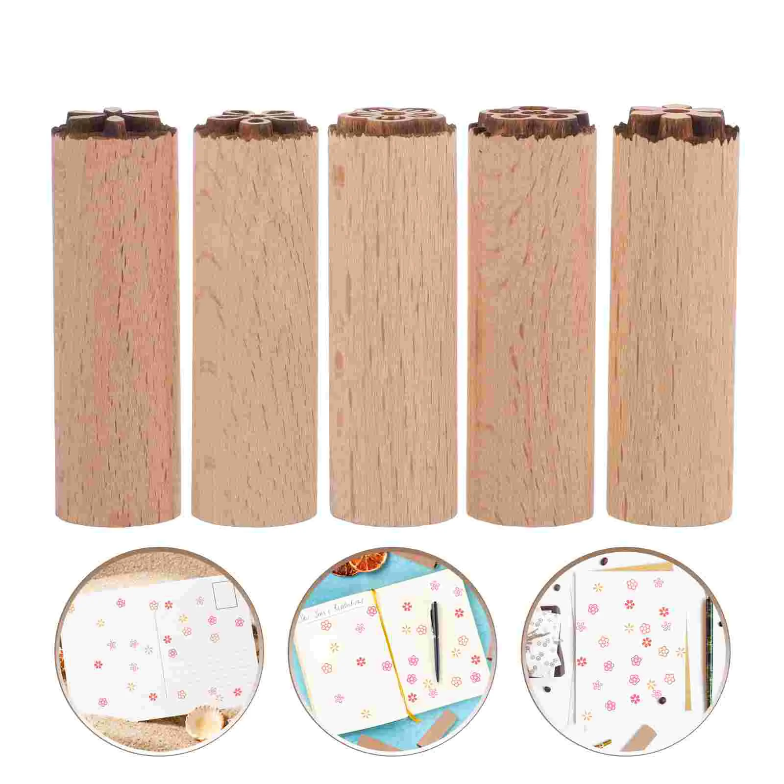 Wax Seal Stamp Wood Texture Wear-resistant Diary Natural with Stick Wooden for Kids