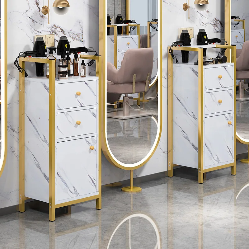 Auxiliary Cart Hairdresser Salon Gold Hairdressing Rotating Trolley Hotel Professional Bar Makeup Aesthetics Spa Furniture Metal