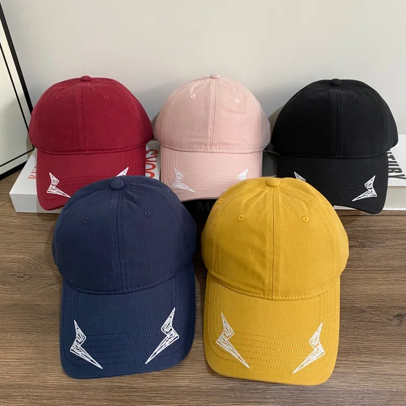 Minimal Sketch Lightning Embroidery Solid Color Dad Hat Lightweight Cotton Multi Tone Adjustable Street Baseball Cap Unisex