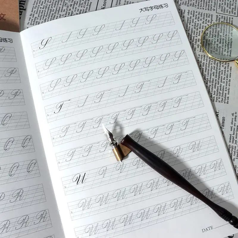 English Calligraphy Practice Book A4 Size Artistic Handwriting Exercise Book for Language Arts And Writing Skills Improvement