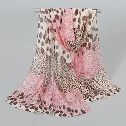 New Leopard Print Patchwork Chiffon Scarf Female Spring and Summer Sunscreen Women Shawl Ventilate Wrap Scarves
