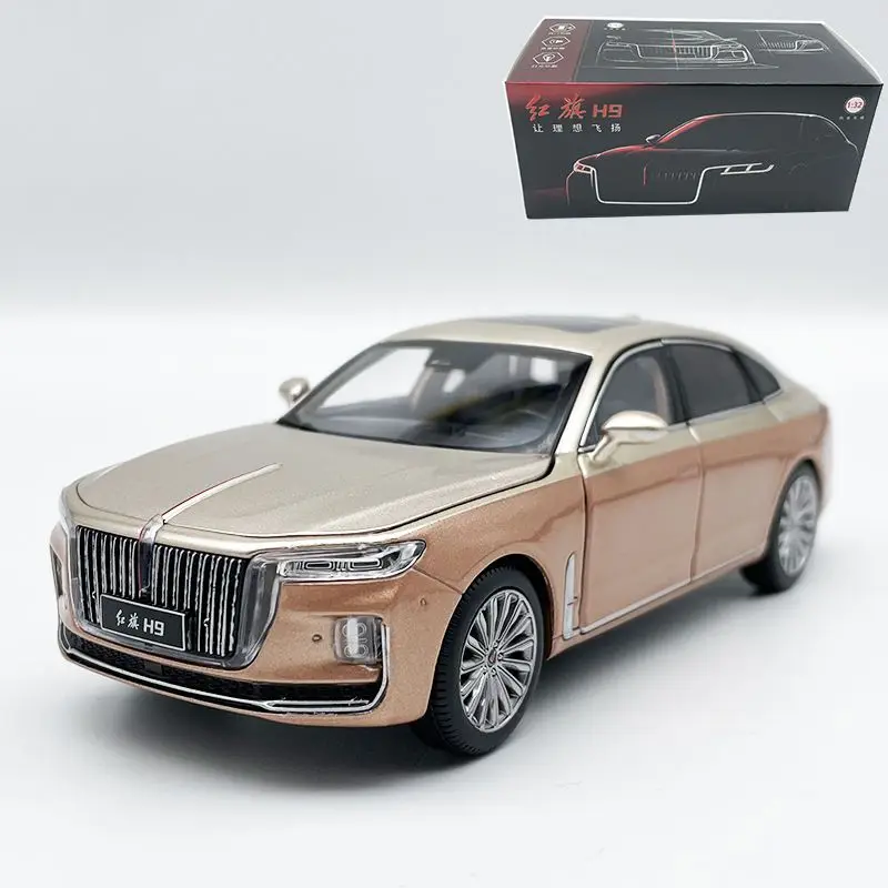 1:32 사운드 및 라이트 리바운드 홍치 H9 자동차 모델 세단 고급형 장난감 홍치 h9 자동차 모델/수집용 장난감 장식품
