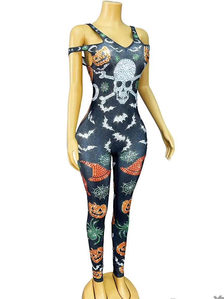 High Quality Hot Stamping Sexy Suspender Elastic Printed Jumpsuit 2025 New Fashion Custom Women'S Clothing