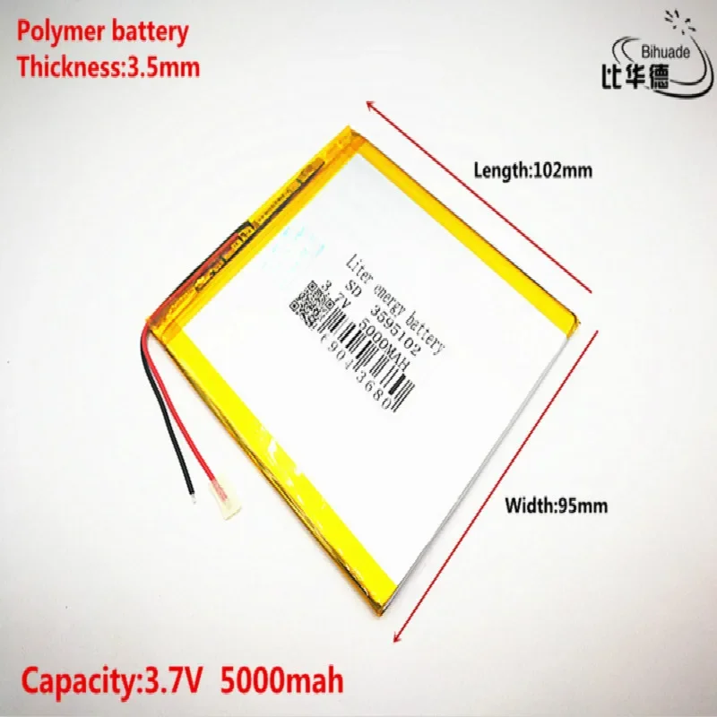 Good Qulity 3.7V,5000mAH 3595102 Polymer lithium ion / Li-ion battery for tablet pc BANK,GPS,mp3,mp4