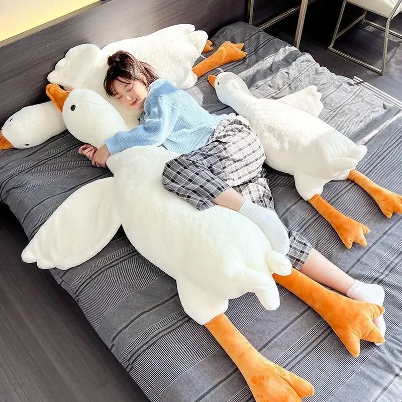 50-190cm Cute Big White Goose Plush Toy Kawaii Huge Duck Sleep Pillow Cushion Soft Stuffed Animal Doll Birthday Gift for kids