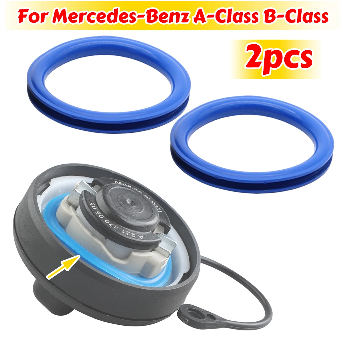 2pc Gas Cap Fuel Seal Tank Cover Neck Repair O-ring Rubber Gasket Washer V Shape For Benz B-Class W245 2004-2012 A-Class W169