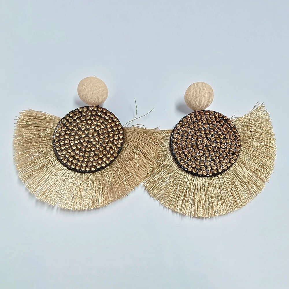 Colorful Crystal Tassel Clip on Earrings for No Pierced Women Charm Earrings Fashion Jewelry Wedding Statement Fringe Ear Clips