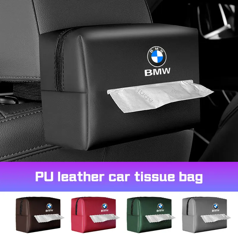 Bolsa de pañuelos de coche para BMW 1 3 5 7 Series E38 E46 E60 E90 E87 G30 G20 G11 G70 X1X3X5 X6 X7 asiento trasero servilleta funda reposabrazos Kleenex caja