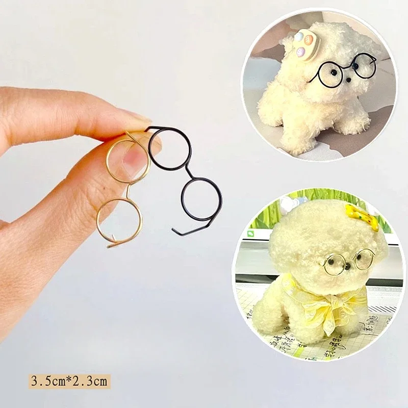 5PCS Mini Doll Glasses Retro Metal Round Frame Lensless Eyewear Sunglasses For Barbie dolls Wire Strip Stick DIY Accessorie