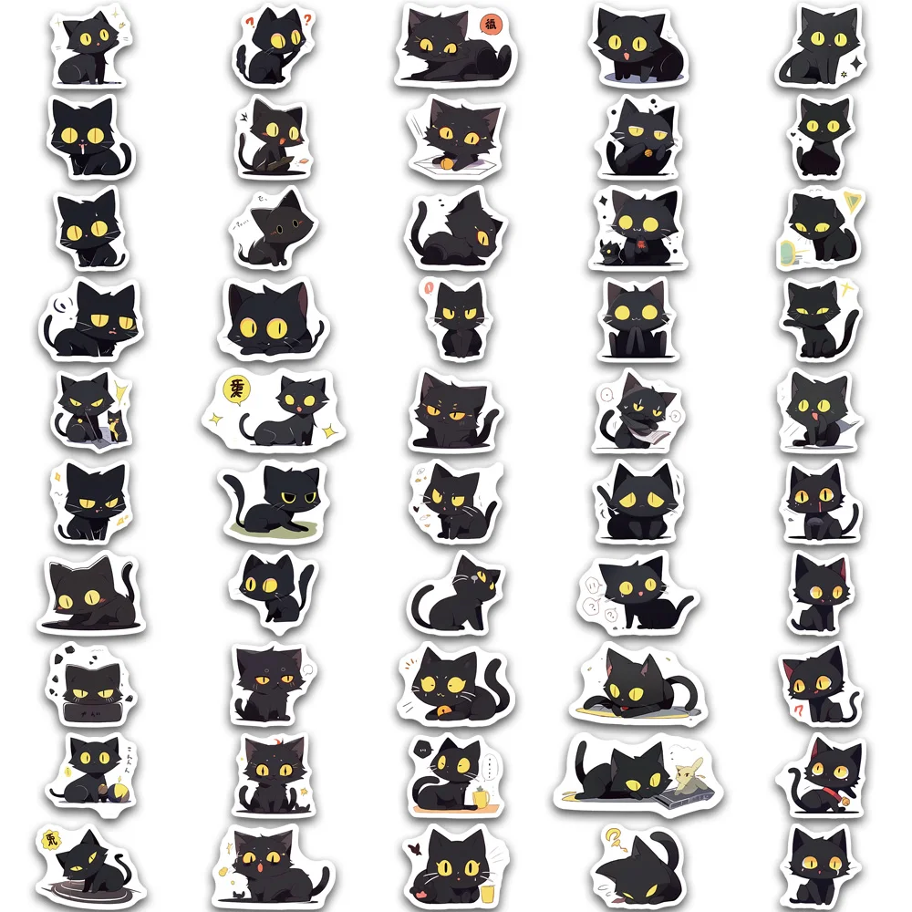 100PCS Black Cat Kawaii Stickers Decor Vintage For DIY Kids Notebook Luggage Motorcycle Skate Laptop Refrigerator Decal Toys