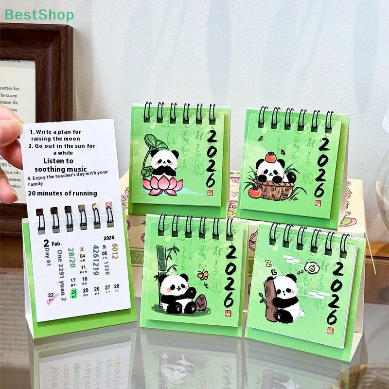 2026 Year Cartoon Panda Calendar Desktop Mini Calendar Clock In Program Student Rewards Creative Gifts