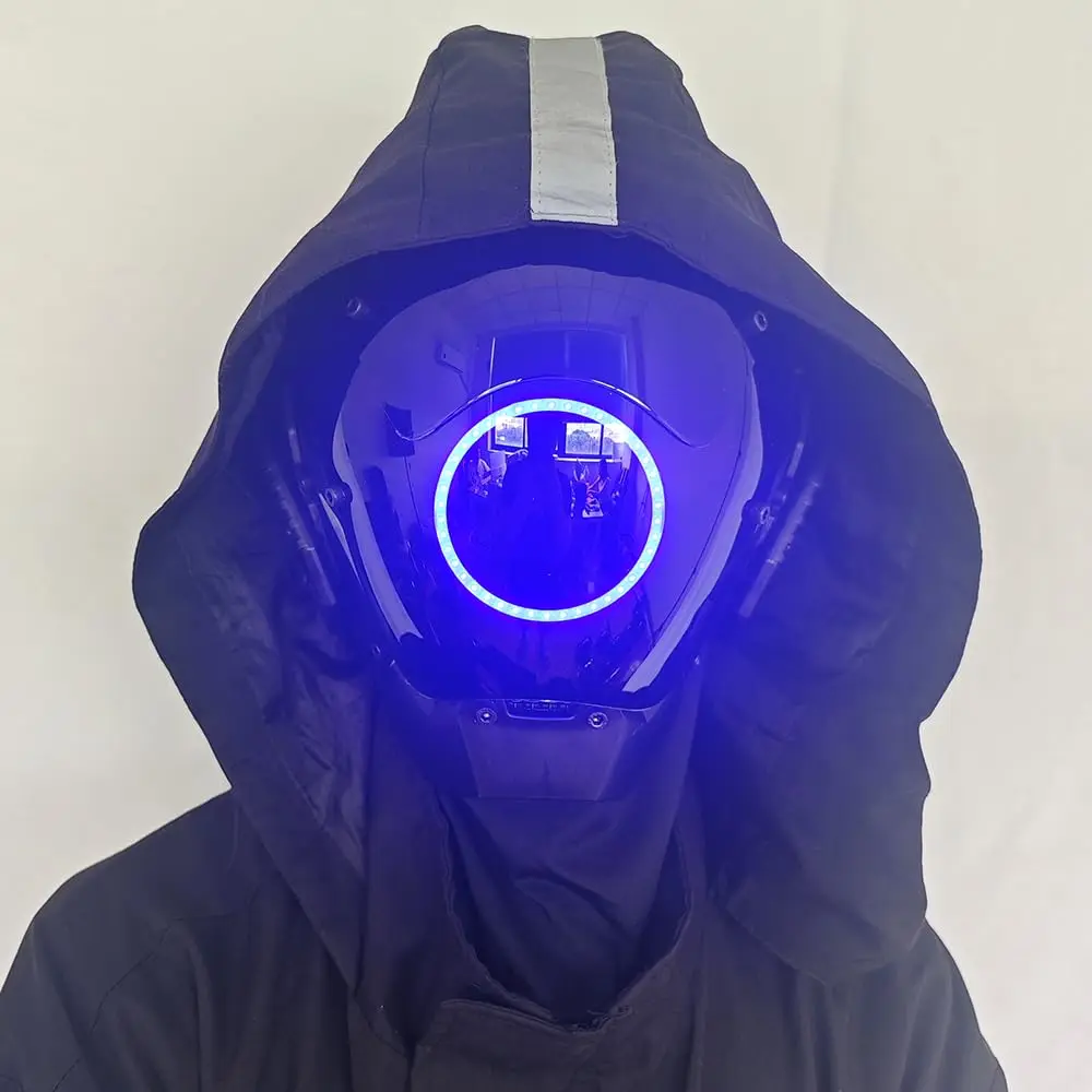 JAUPTO Punk Mask Cosplay for Men, LED Round Light Mask for Women Cosplay Halloween Fit Party Music Festival Accessories