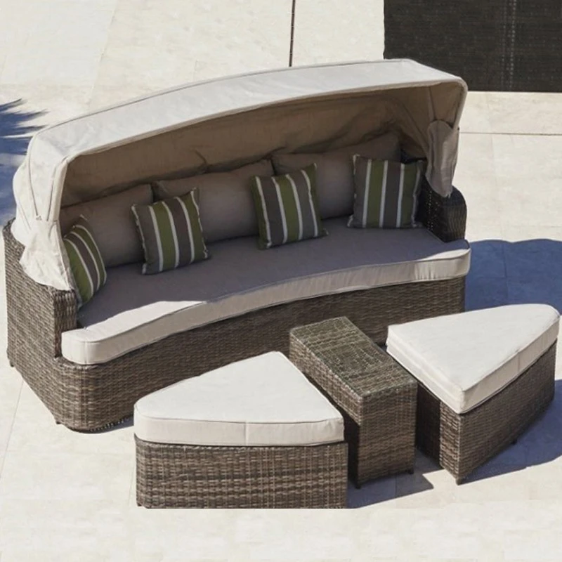 

Customized outdoor bed, swimming pool, large round bed, sofa bed, beach bed, combined rattan recliner, reclining bed, relaxing