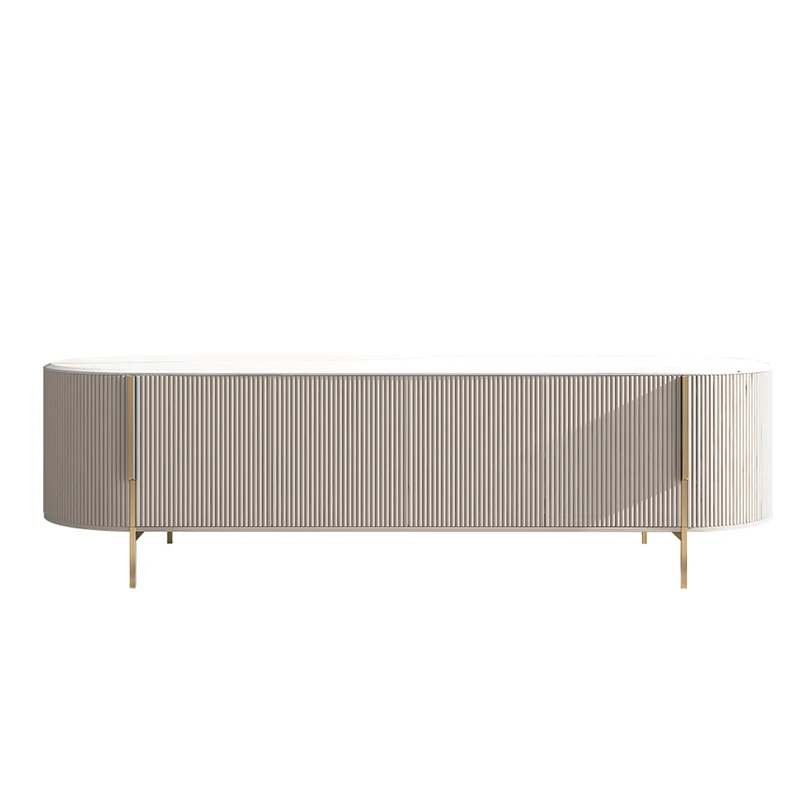 

Italian light luxury rock panel TV cabinet coffee table combination simple modern living room solid wood locker