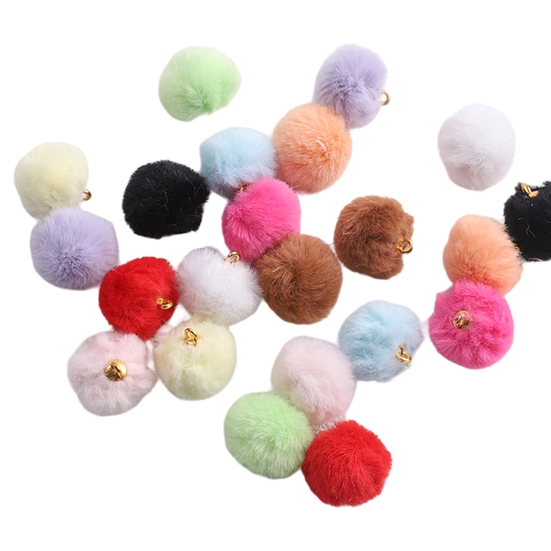 

5Pcs Colorful Pom Pom Soft Furry Ball Pendant Pompones Crafts For DIY Phone Lanyard Keychain Earring Jewelry Accessories