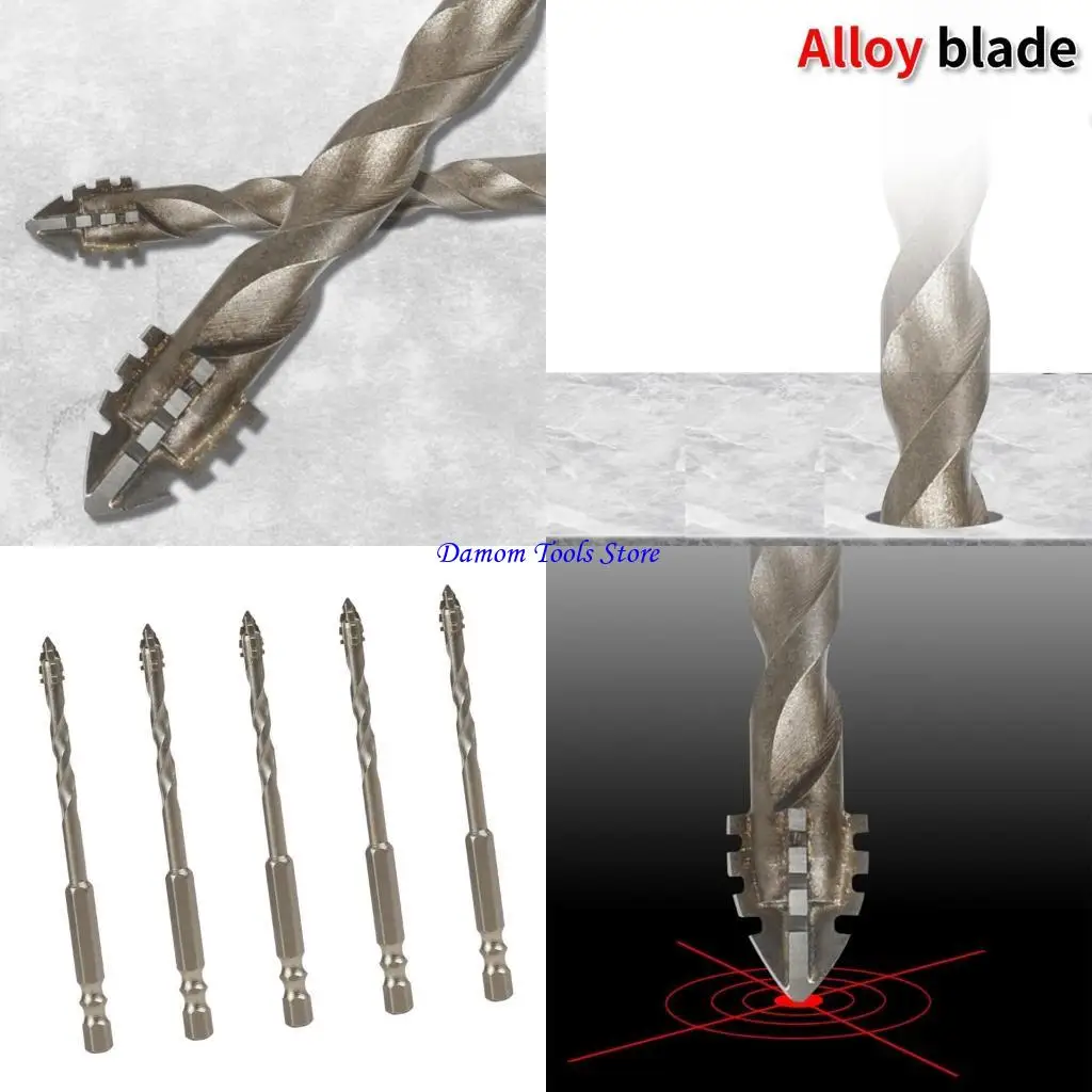 

57be Pack из 5 четырех флейт -эксцентричных буровых битов для профессионального ремонтного инструмента