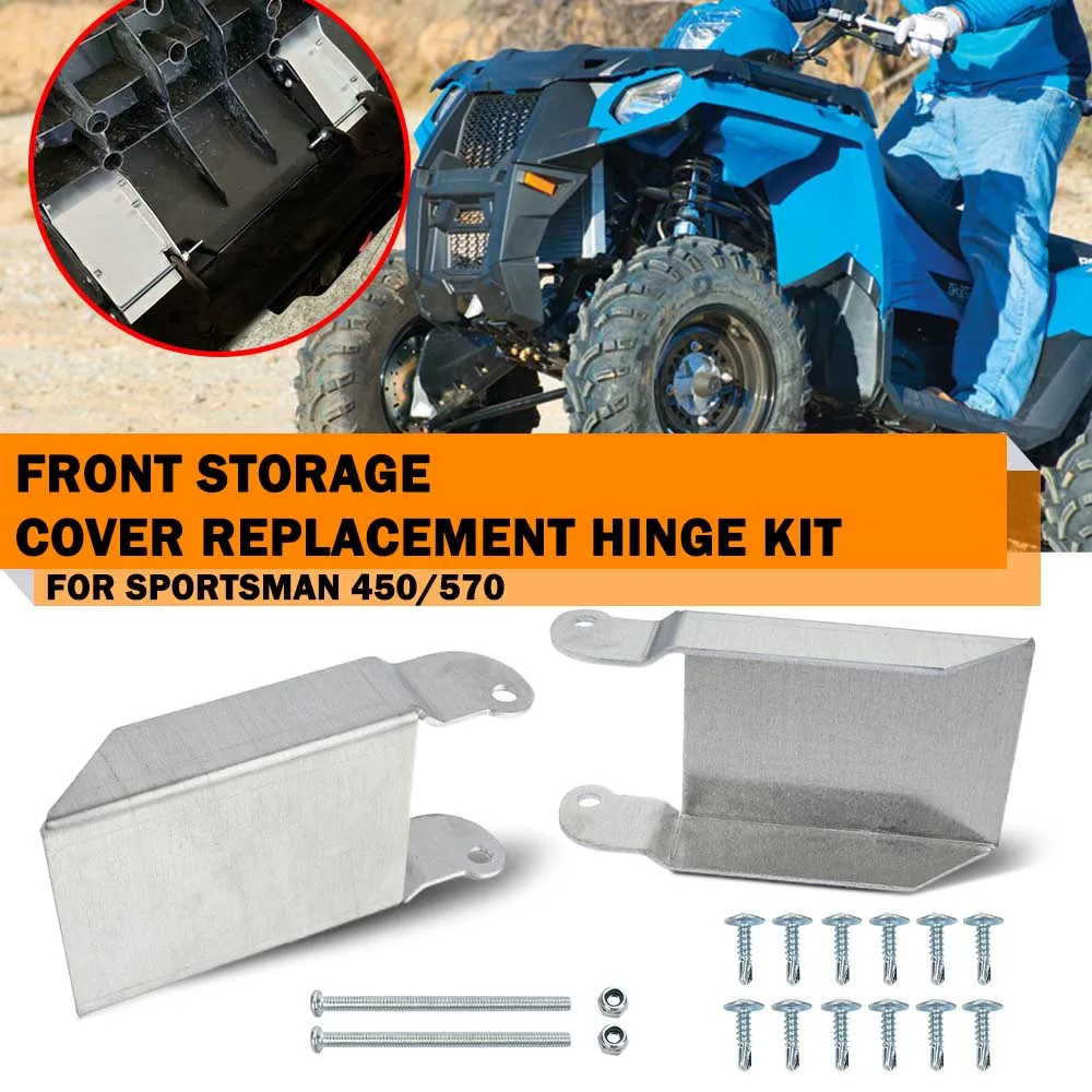 2pcs Hinge Brackets Front Storage Lid Cover Replacement Hinge Kit Aluminum For Polaris Sportsman 450 570 850